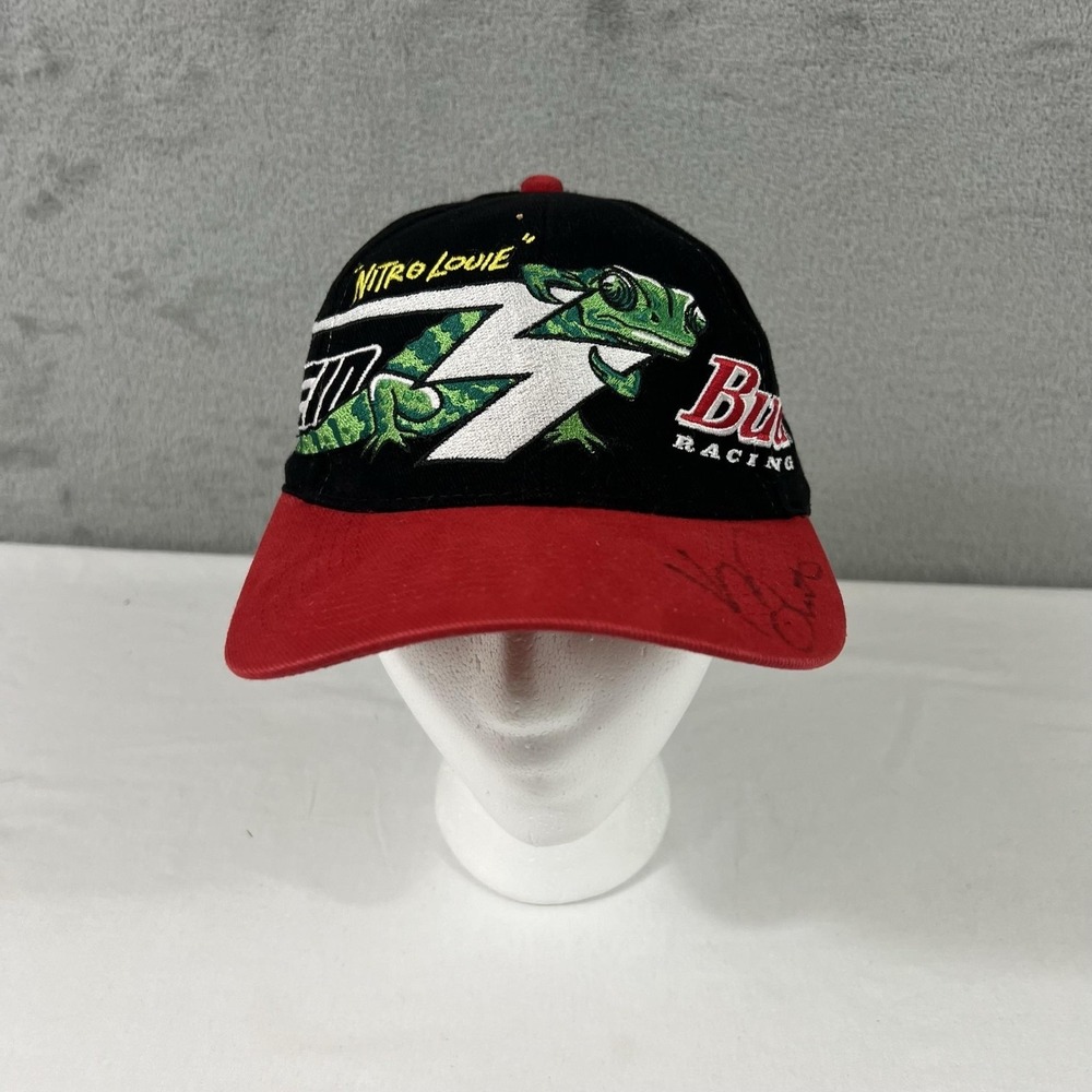 Vintage Kenny Bernstein Nitro Louie Bud Racing Hat Snap Back Black Red Signed